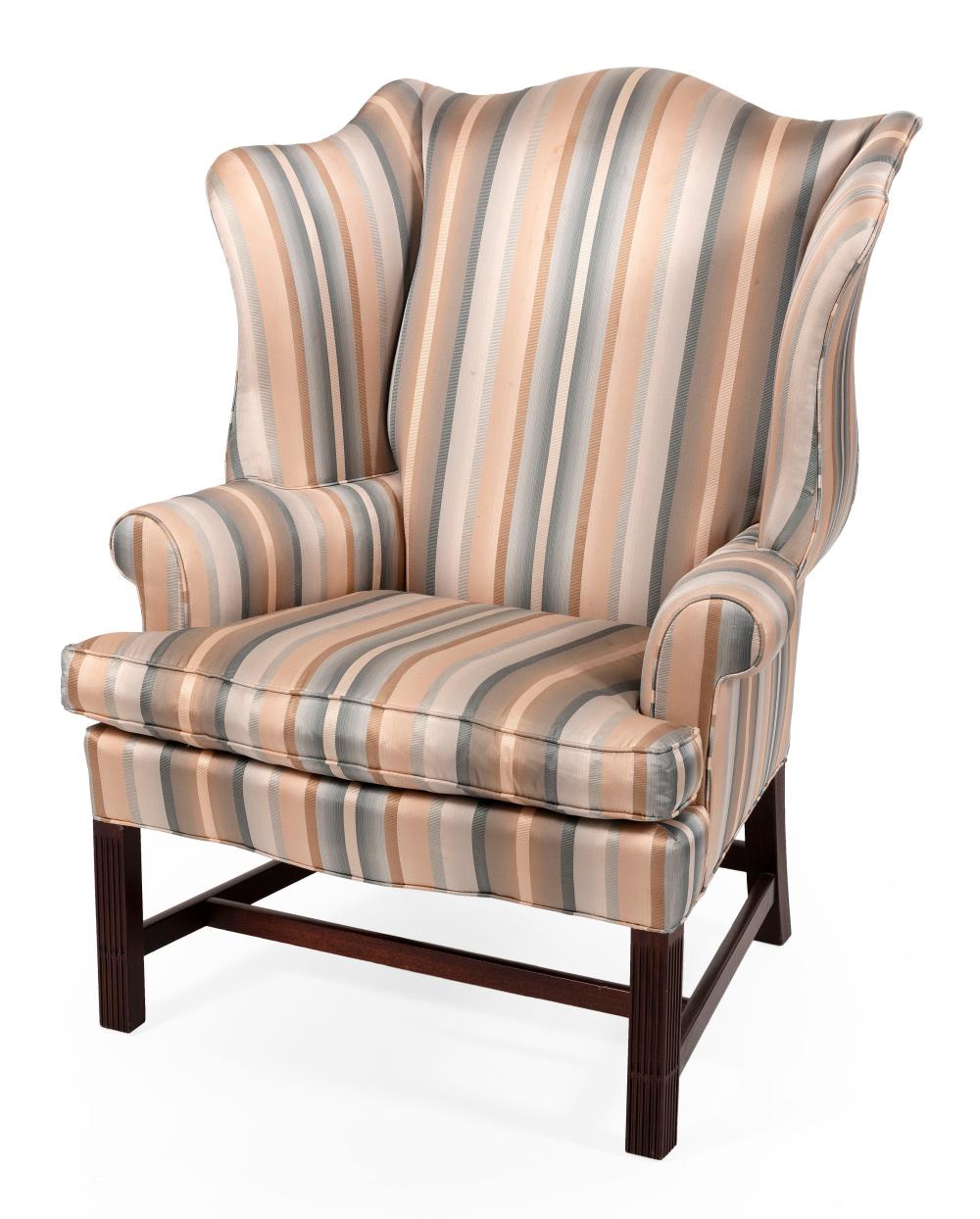 CUSTOM CHIPPENDALE-STYLE WING CHAIR