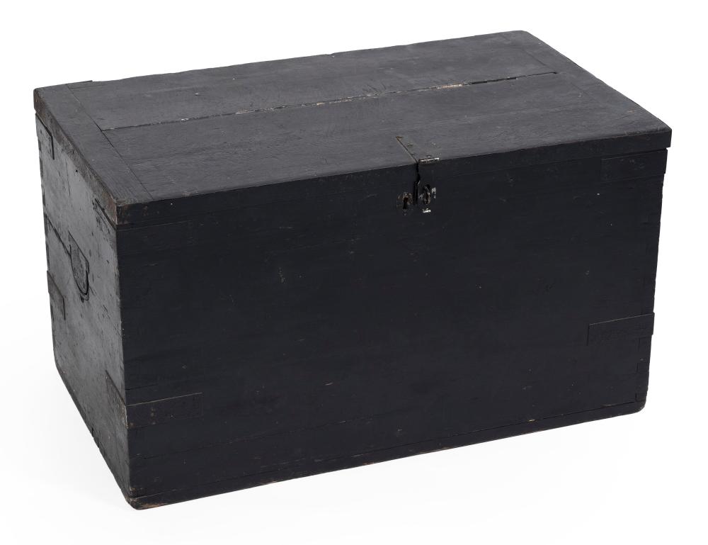 BLACK-PAINTED CHEST 19TH CENTURY