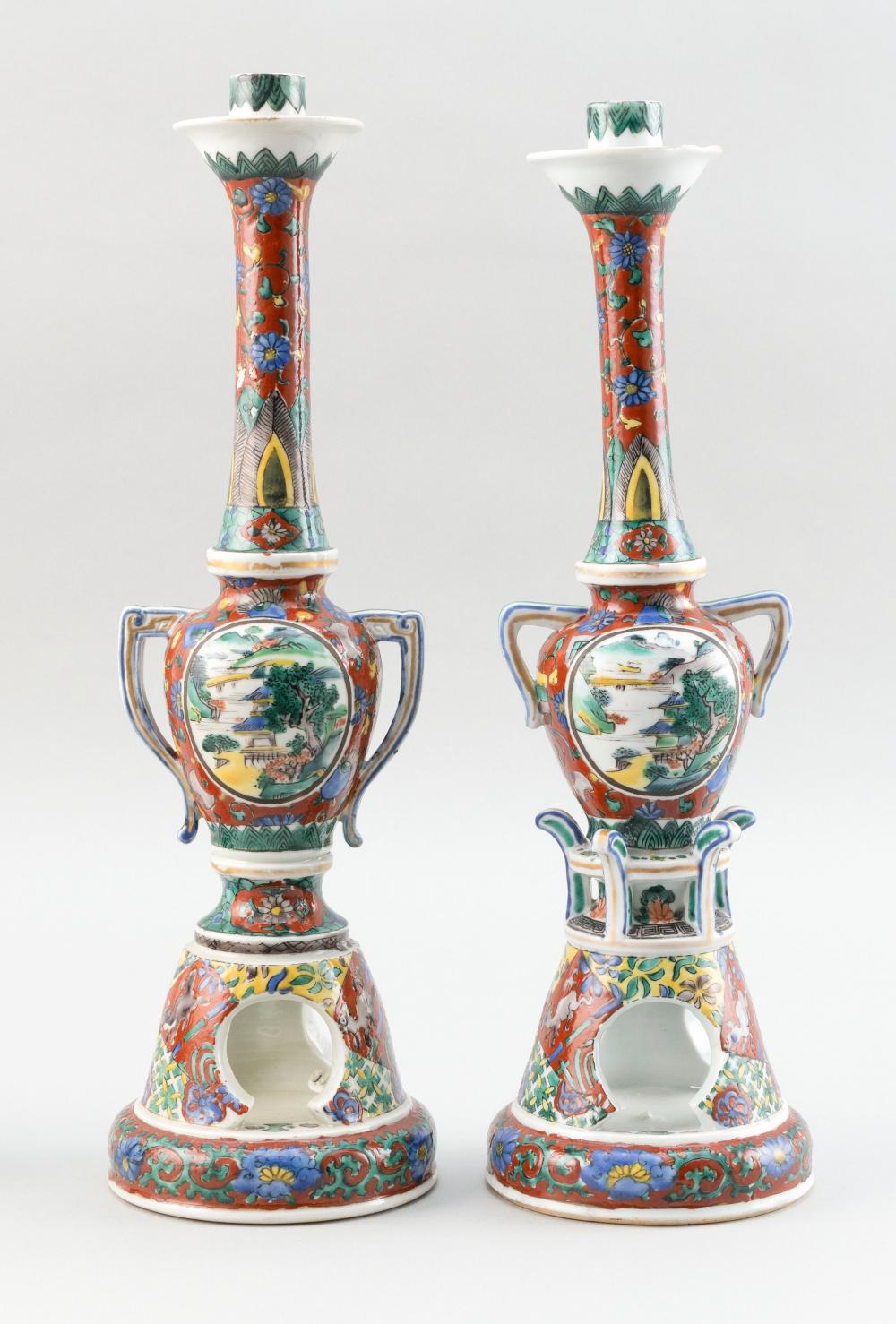 PAIR OF CHINESE POLYCHROME PORCELAIN