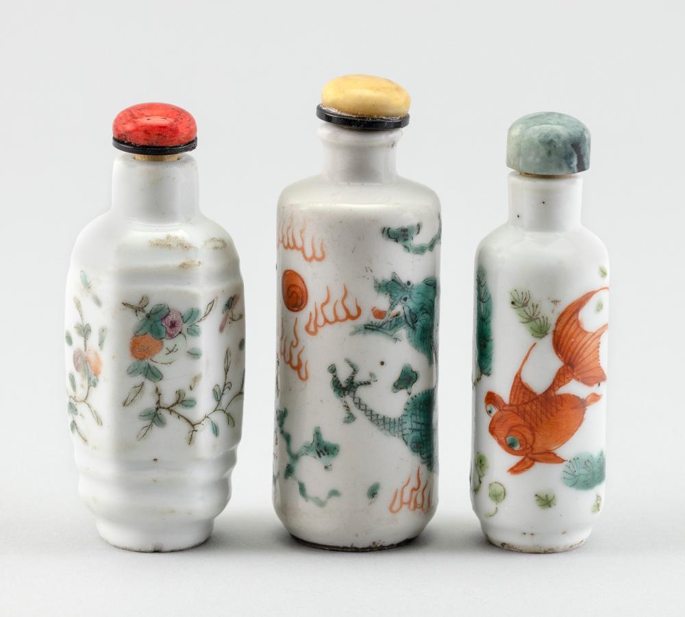 THREE CHINESE PORCELAIN CYLINDRICAL
