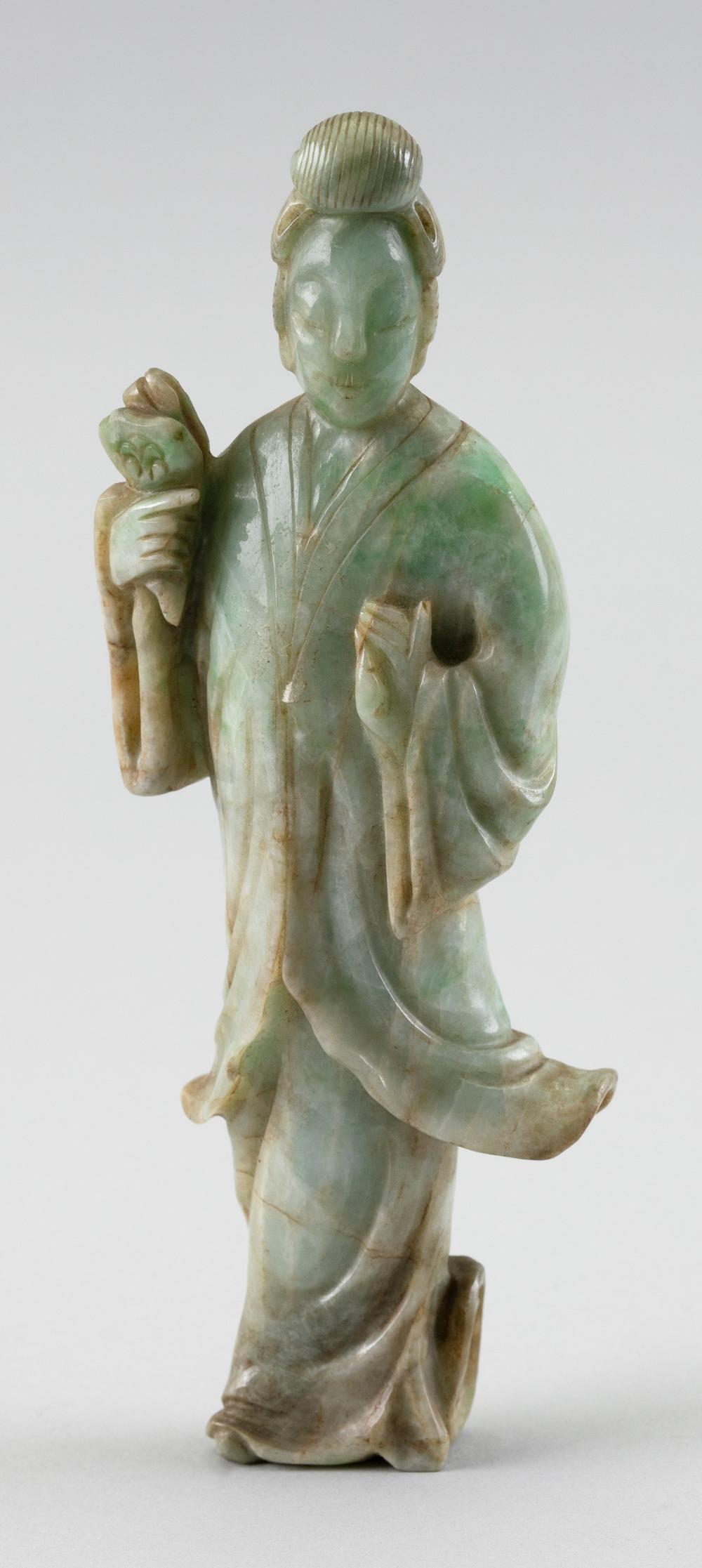 CHINESE CARVED CELADON JADE FIGURE 34c14f