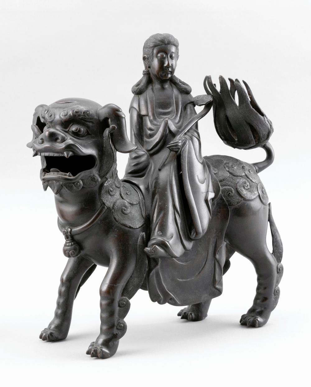 CHINESE BRONZE FIGURE OF MANJUSRI