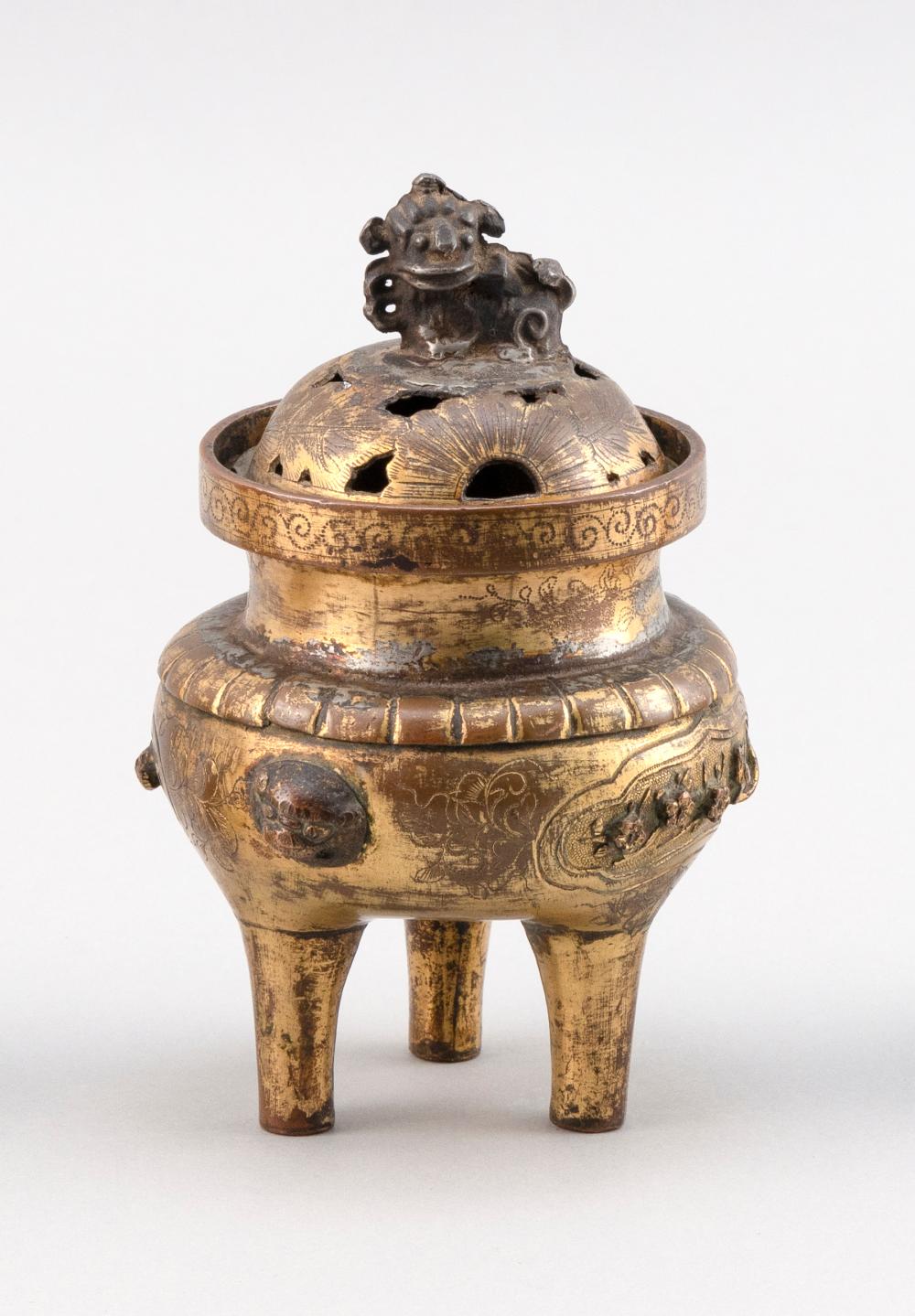 CHINESE GILT BRONZE CENSER 19TH