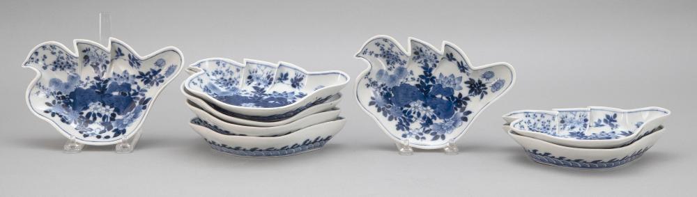 SET OF EIGHT JAPANESE BLUE AND