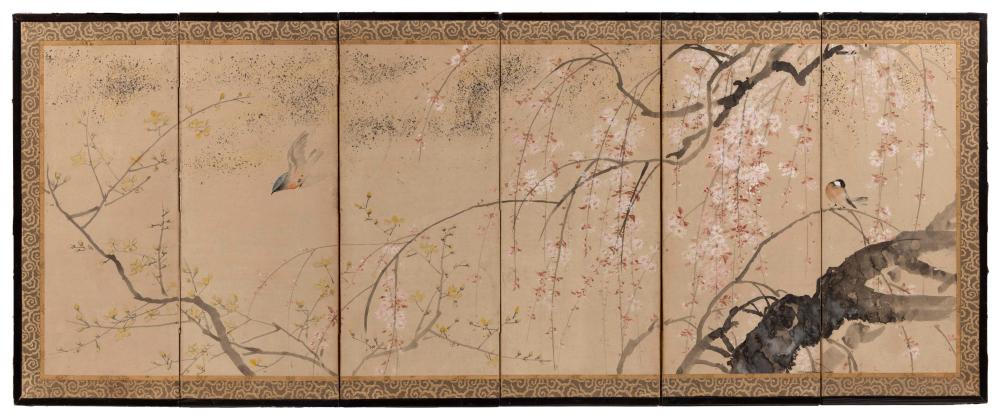 JAPANESE SIX PANEL TEA SCREEN MEIJI 34c225