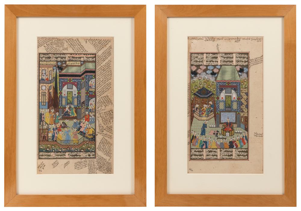 TWO DOUBLE-SIDED PERSIAN ILLUMINATED
