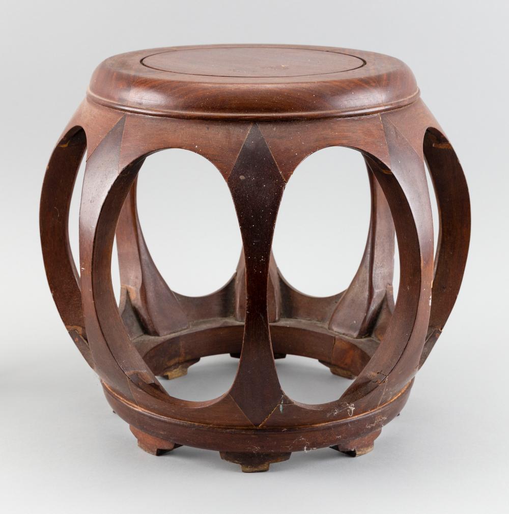 CHINESE ROSEWOOD BARREL-FORM STOOL