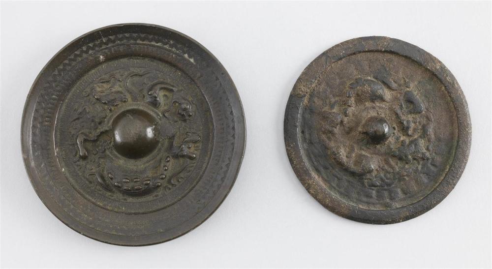 TWO CHINESE BRONZE MIRRORS 17TH 19TH 34c35e