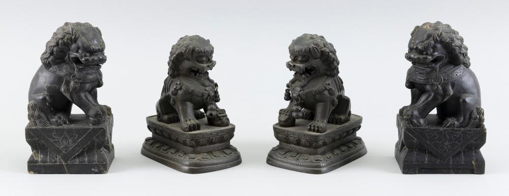 TWO PAIRS OF CHINESE SEATED FU