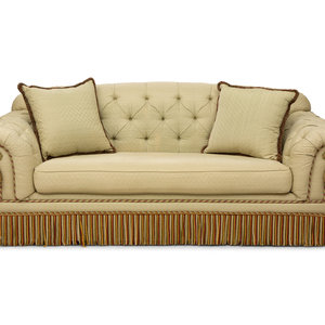 A Button Tufted Sofa with Scalamandr  34c37e