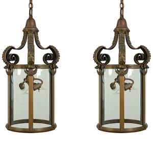 A Pair of Continental Bronze Hall