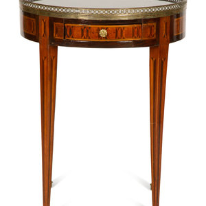 A Louis XVI Style Marquetry Marble-Top