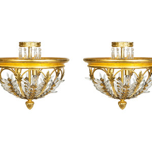 A Pair of Gilt Metal and Cut Glass