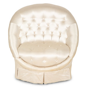 A Button Tufted Silk Upholstered 34c439