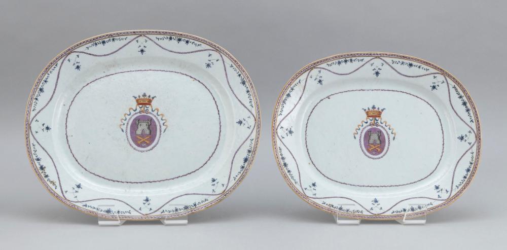 TWO CHINESE EXPORT ARMORIAL PORCELAIN