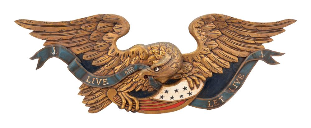 CARVED WOODEN EAGLE PLAQUE FIRST