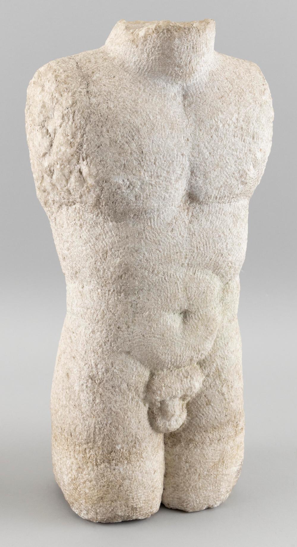 CONTINENTAL CARVED STONE MALE TORSO