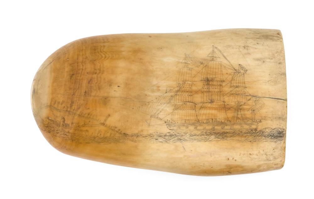 SCRIMSHAW WHALE S TOOTH DEPICTING 34c64d