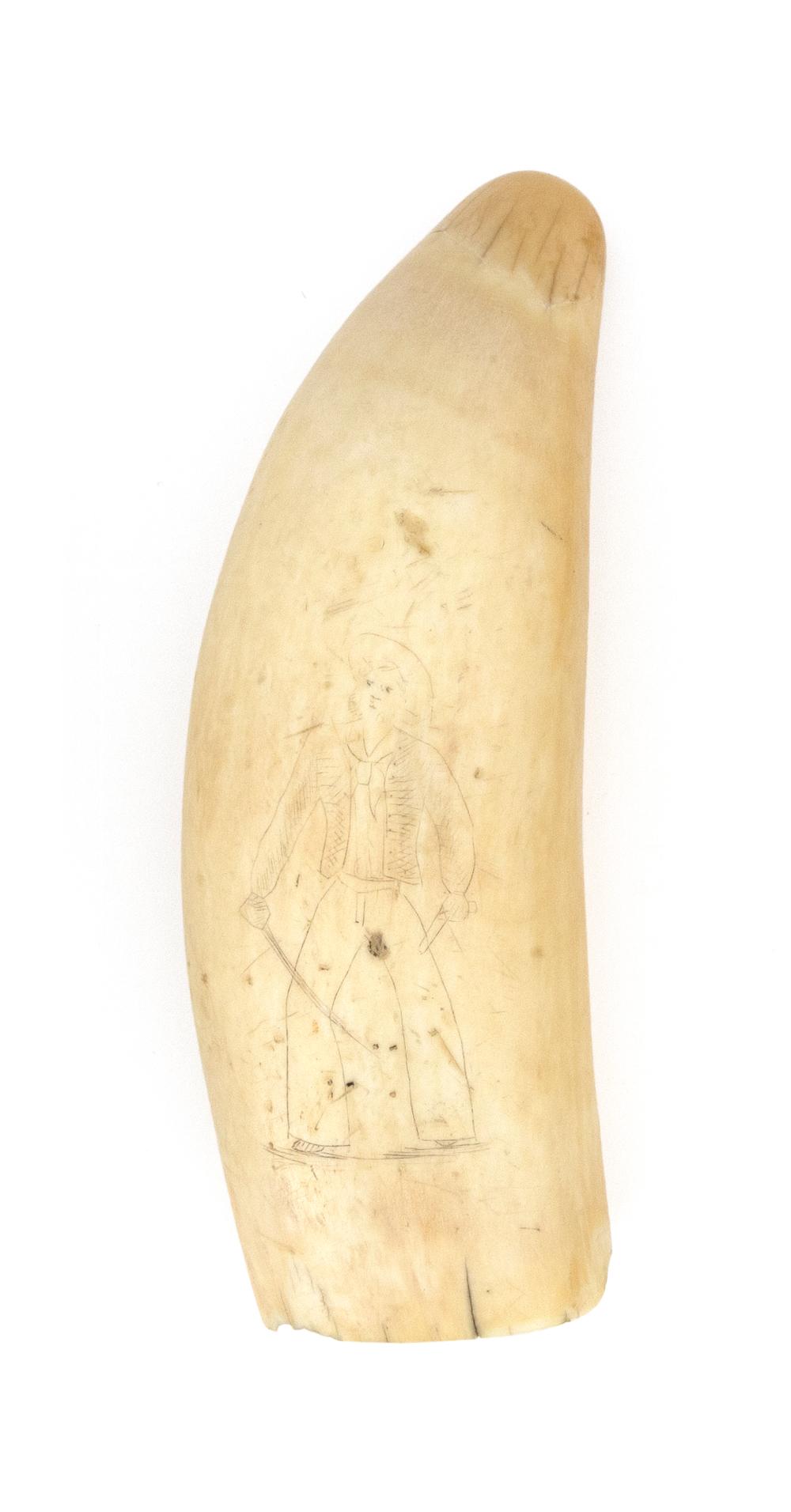 SCRIMSHAW WHALE S TOOTH DEPICTING 34c655