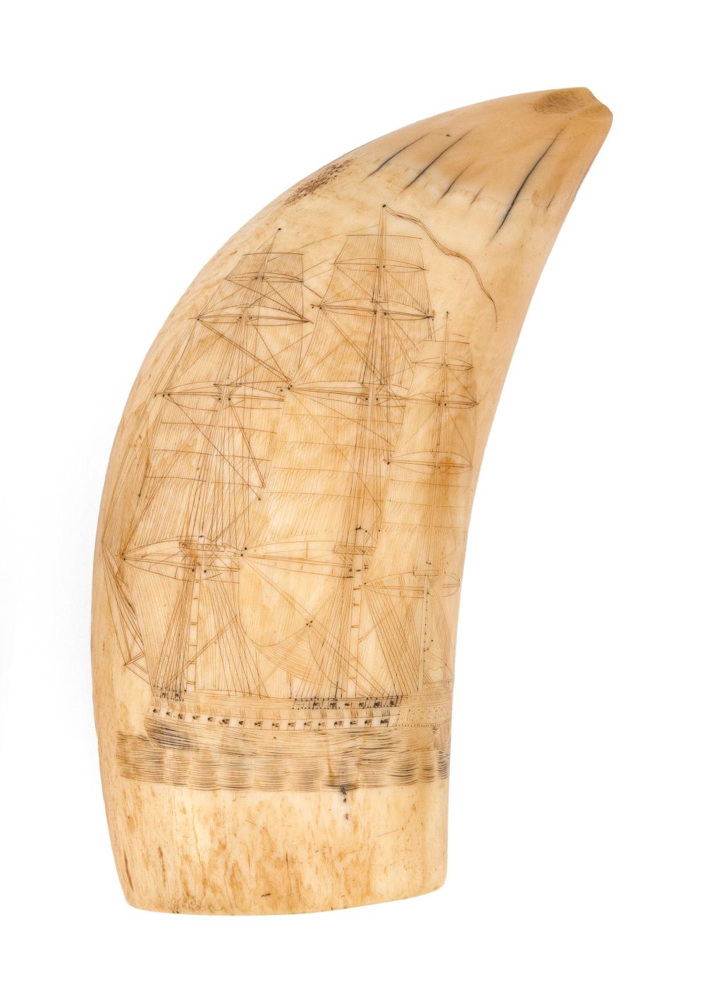 SCRIMSHAW WHALE S TOOTH DEPICTING 34c650