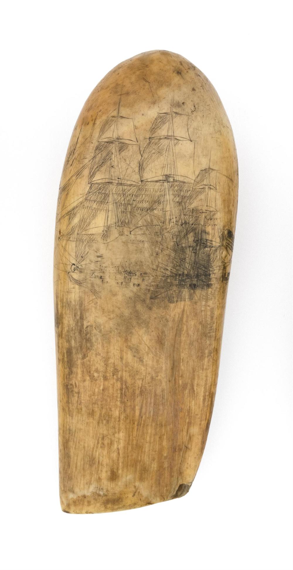 SCRIMSHAW WHALE S TOOTH DEPICTING 34c65e