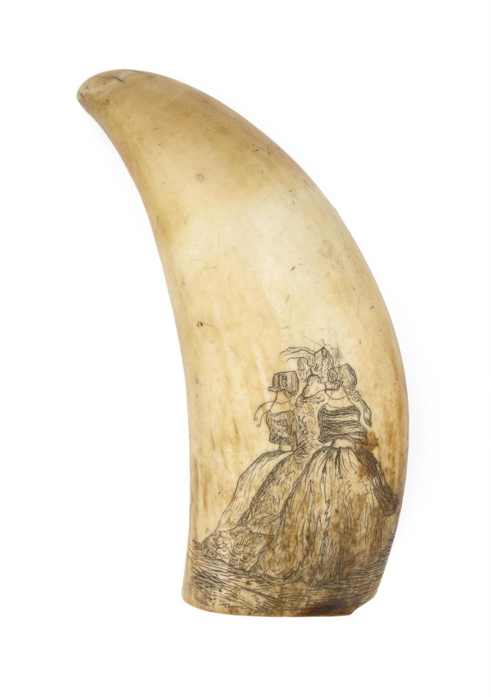 SCRIMSHAW WHALE S TOOTH DEPICTING 34c661