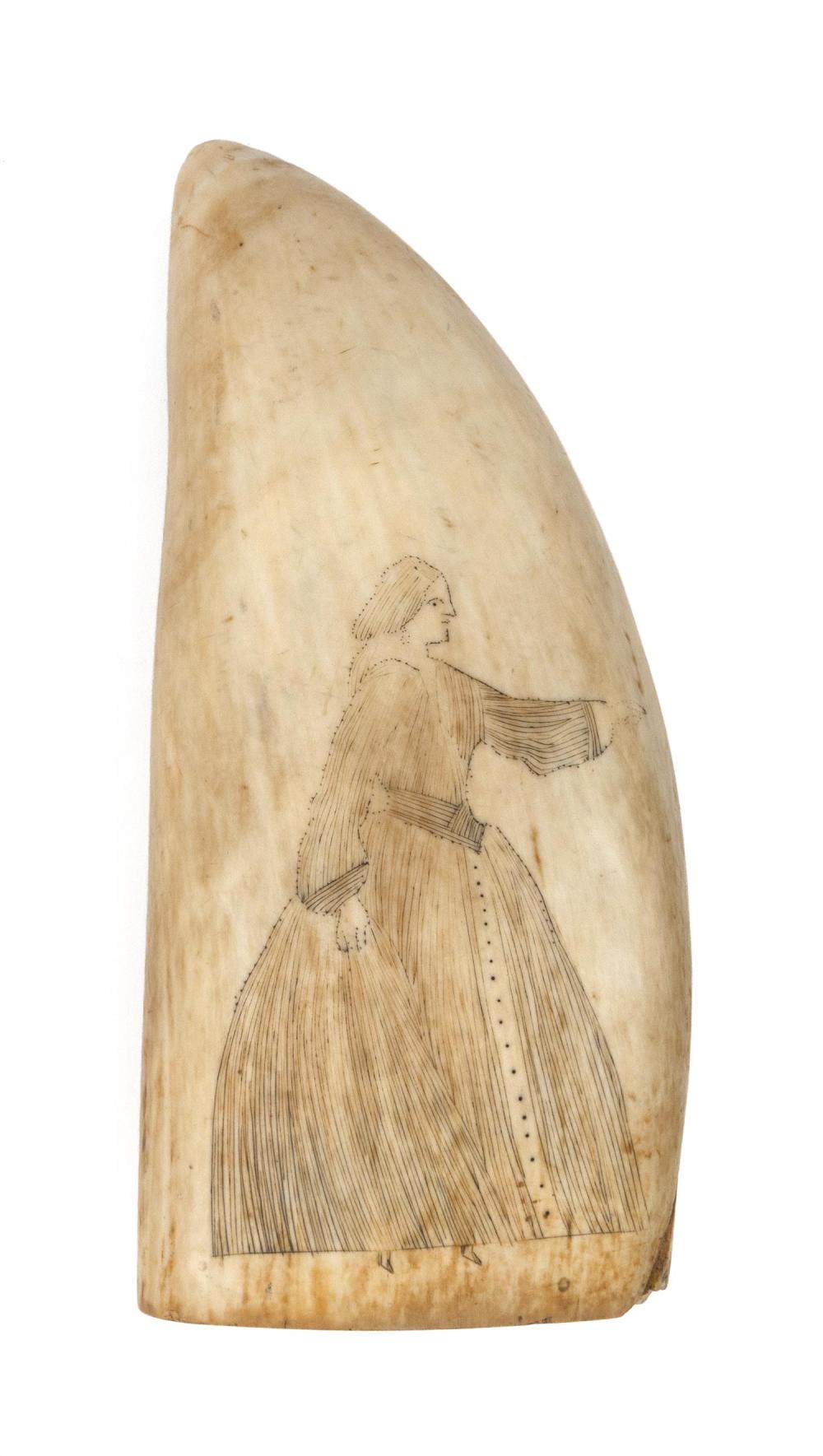 SCRIMSHAW WHALE S TOOTH DEPICTING 34c686