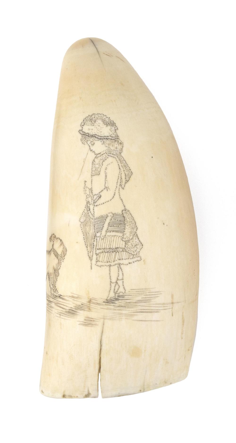 SCRIMSHAW WHALE S TOOTH DEPICTING 34c689