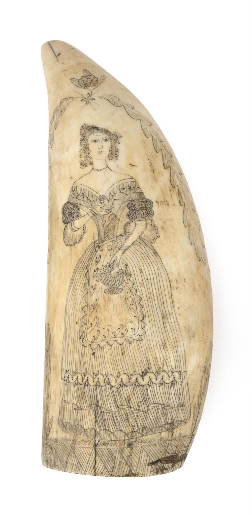 SCRIMSHAW WHALE S TOOTH WITH PORTRAIT 34c684