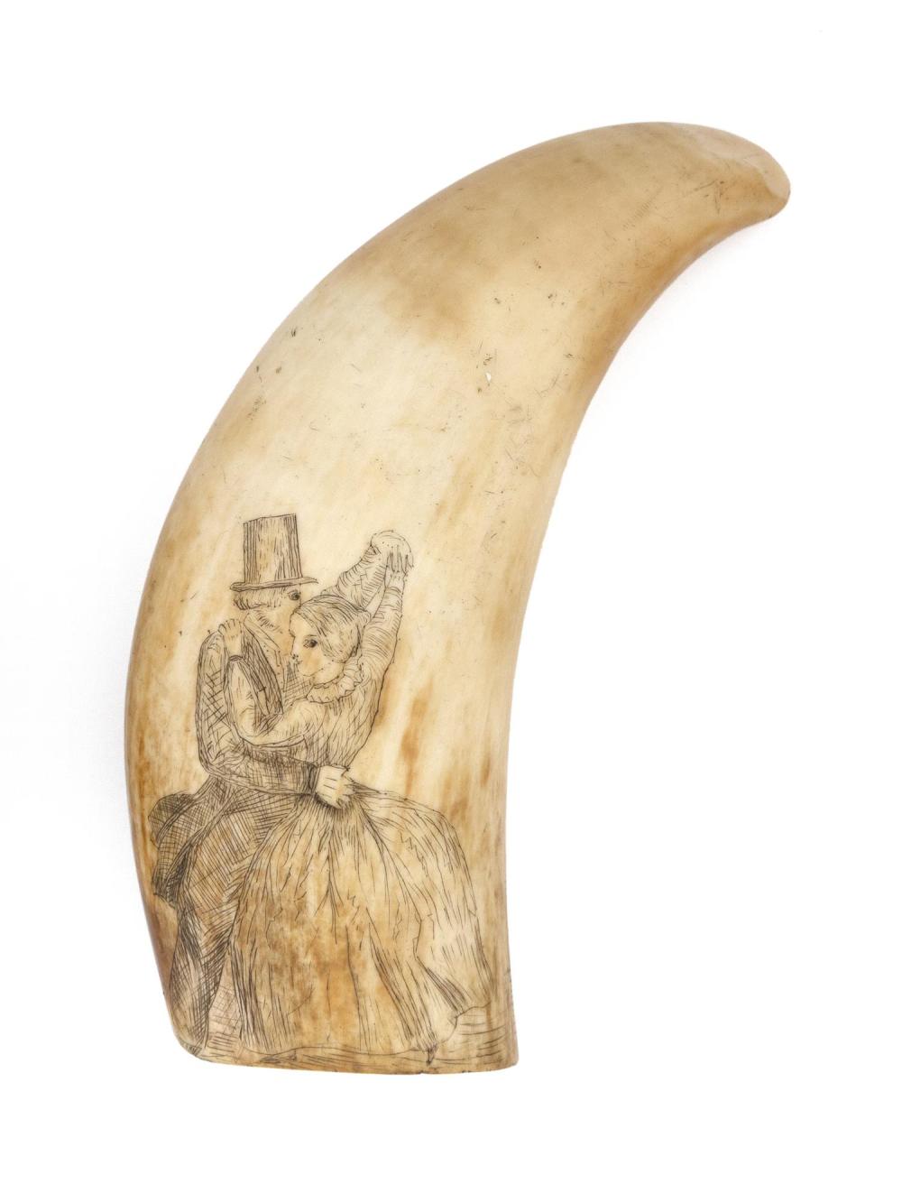 SCRIMSHAW WHALE S TOOTH DEPICTING 34c685