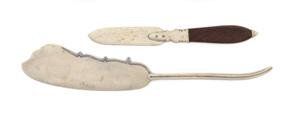 TWO WHALEBONE KNIVES MID 19TH CENTURYTWO 34c6c7