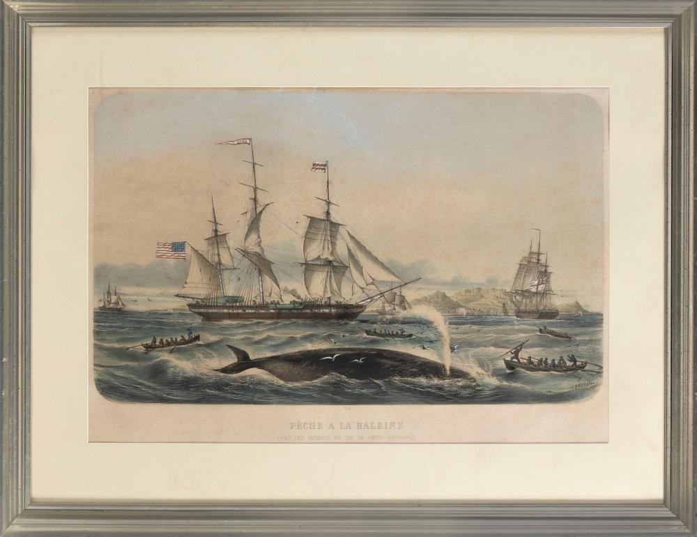 HAND-COLORED LITHOGRAPH "PÊCHE
