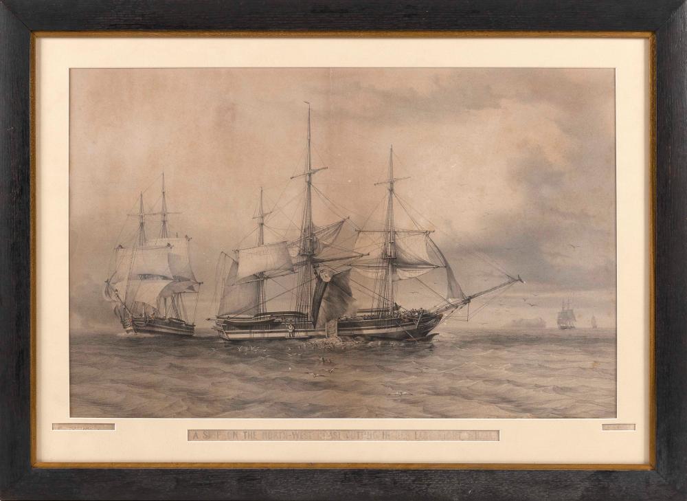 BLACK AND WHITE LITHOGRAPH "A SHIP