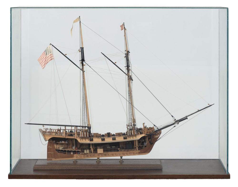 CASED MODEL OF THE TWO MASTED AMERICAN 34c738