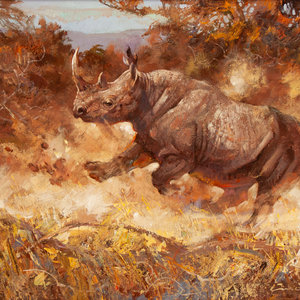 Dennis P Anderson American 1940 2005 Rhino oil 34c7fc