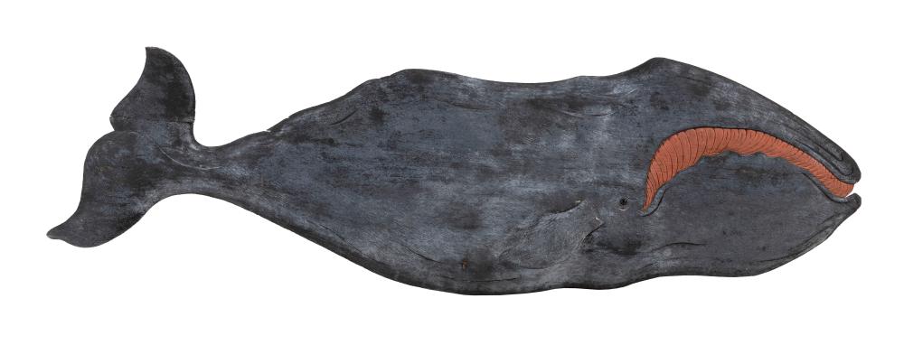 CARVED AND PAINTED WOODEN RIGHT WHALE