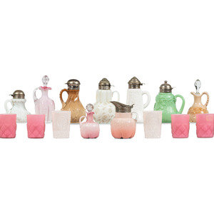 Nineteen Molded Glass Syrups, Cruets,