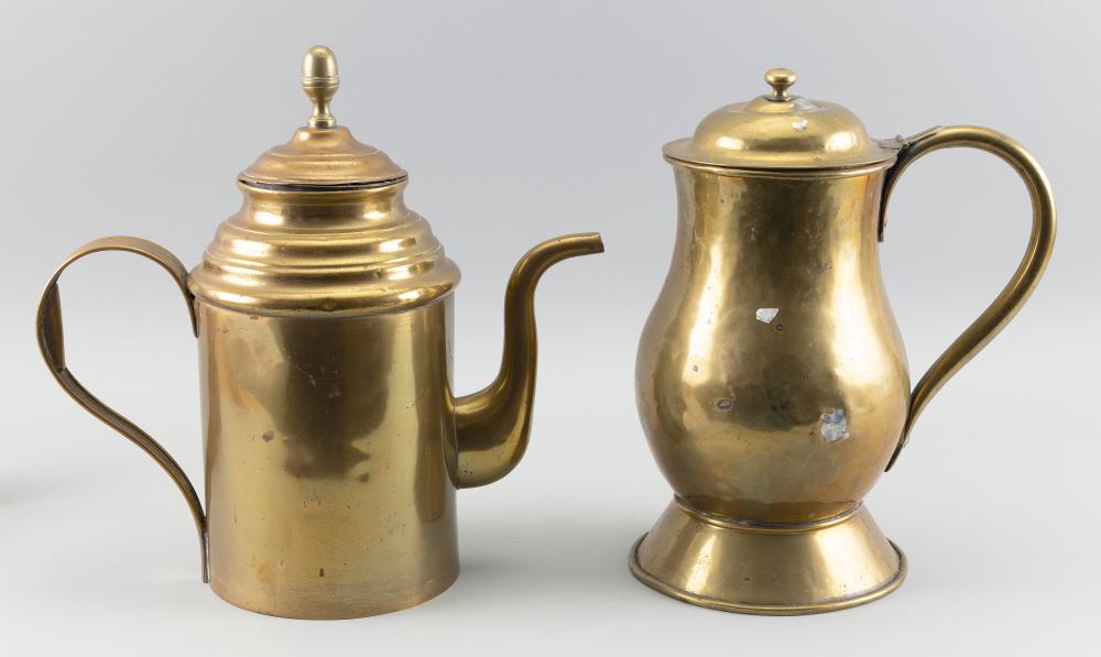 TWO CONTINENTAL BRASS POTS 19TH