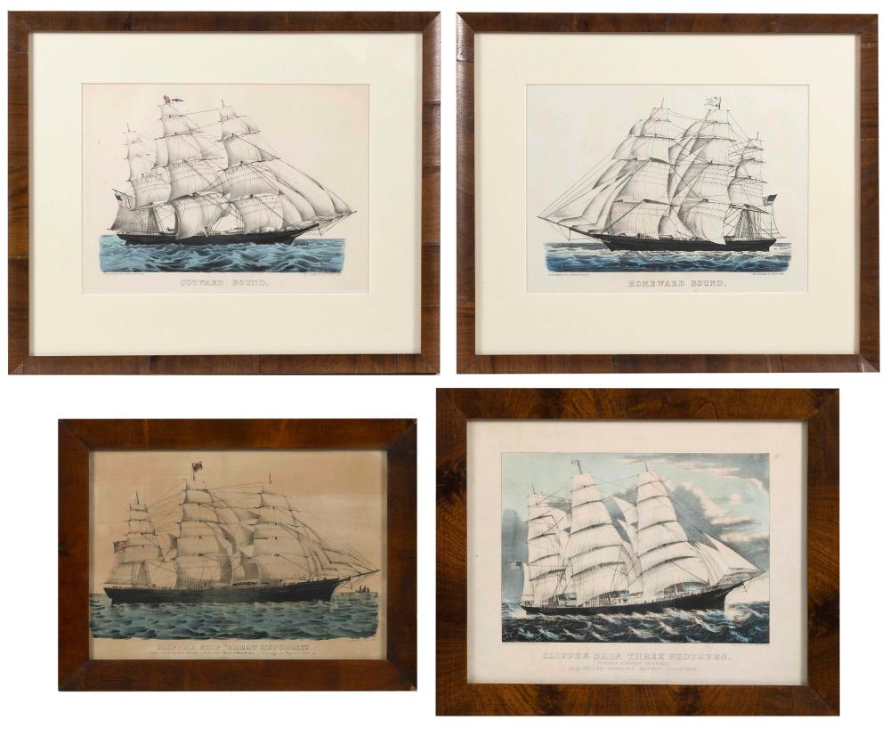 FOUR CURRIER & IVES SHIP PORTRAIT