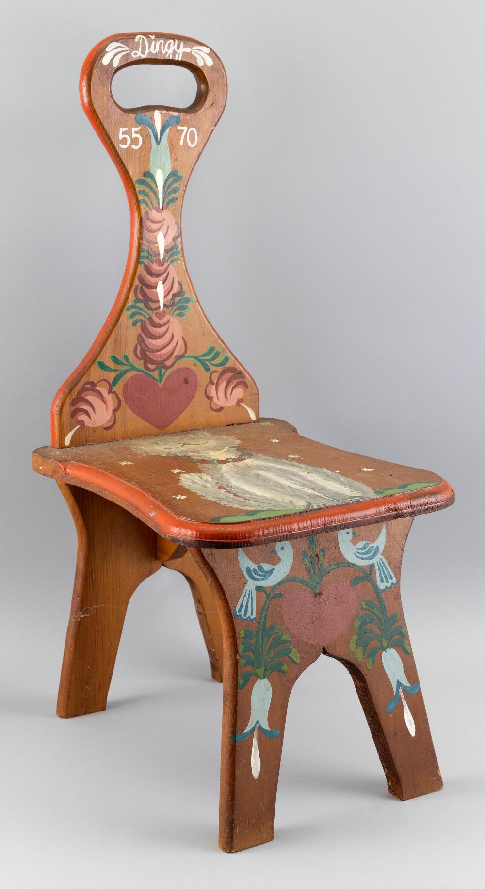 STOOL WITH PAINTED DECORATION BY