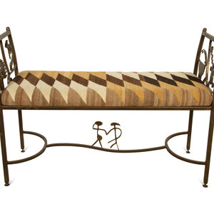 A Welded Steel Navajo Motif Bench 20th 34ca2c