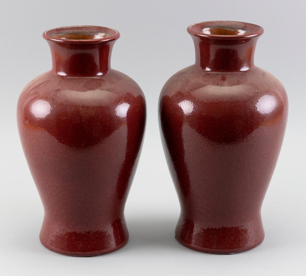 PAIR OF CHINESE-STYLE RED GLAZE