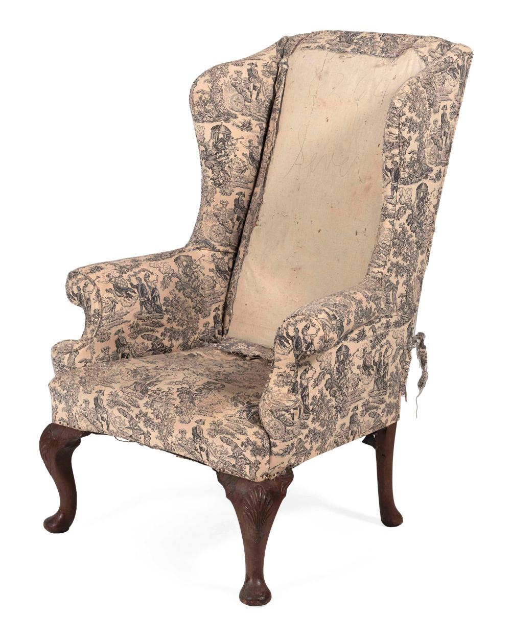 ENGLISH GEORGE II WING CHAIR 18TH 34cabe