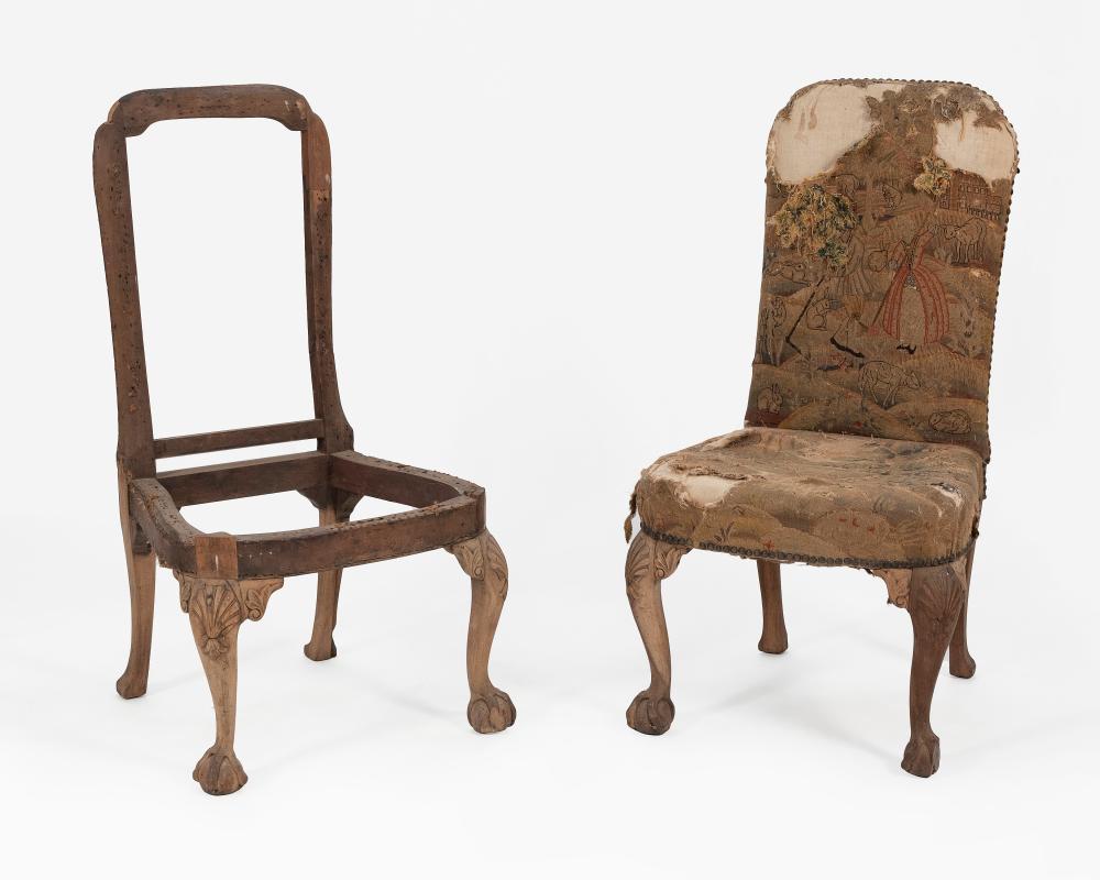 PAIR OF ENGLISH BACK STOOL CHAIRS