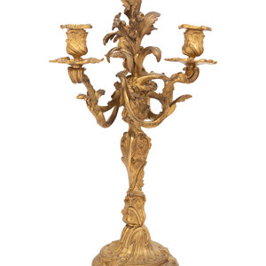 A Louis XV Style Gilt Bronze Three Light 34cac5