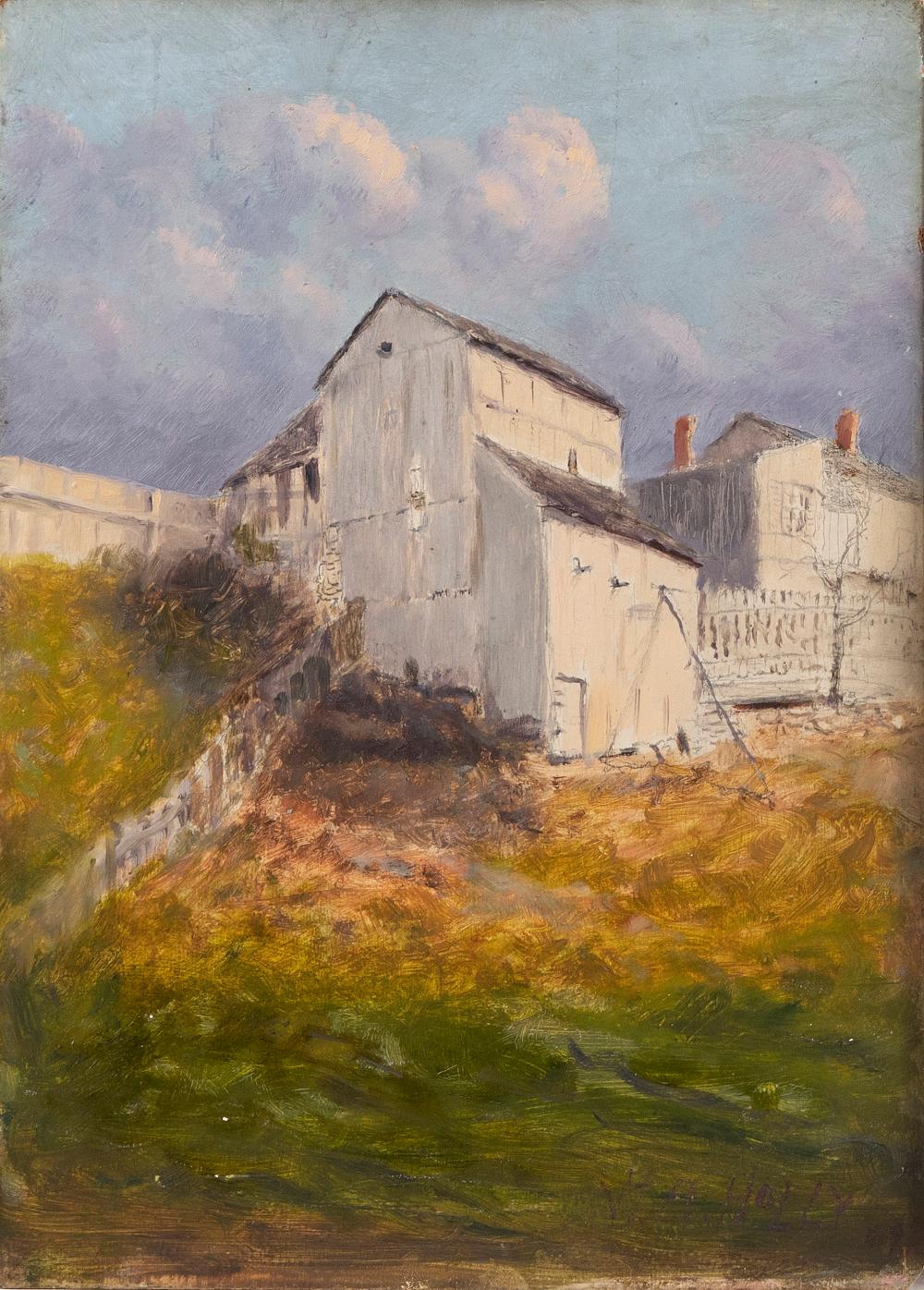 PAINTING OF A HILLSIDE VILLA OIL