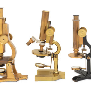 Three American Brass Microscopes 19th 34cb2e