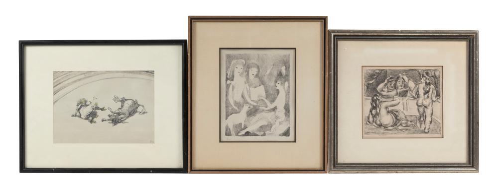 THREE FRAMED LITHOGRAPHS LARGEST