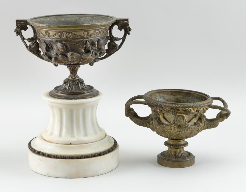 TWO BRONZE URNS 19TH CENTURYTWO