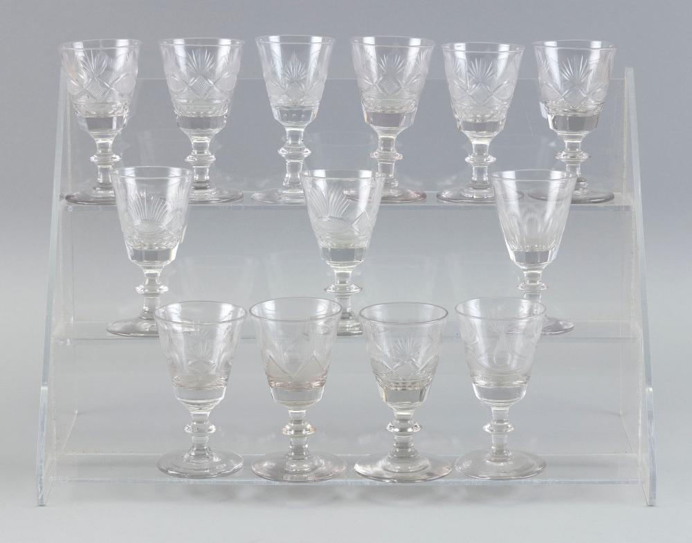 THIRTEEN CUT GLASS CORDIALS 19TH 34cb6b